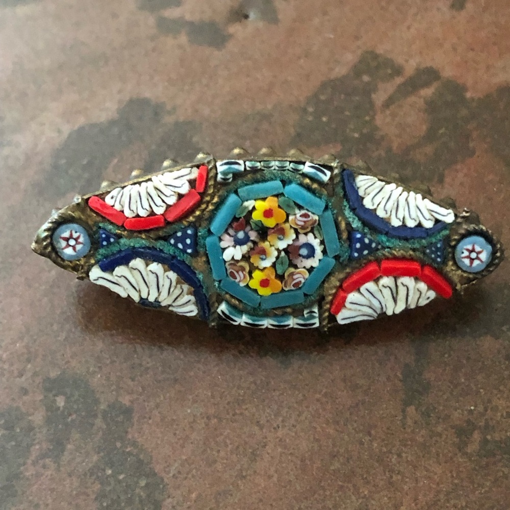 🇮🇹 Vtg “Grand Tour” Italian Micro Mosaic Brooch - Picture 5 of 6